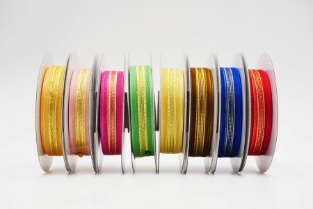 ग्लिटर गोल्ड स्ट्राइप्ड शीयर रिबन - ग्लिटर गोल्ड स्ट्राइप शीयर रिबन